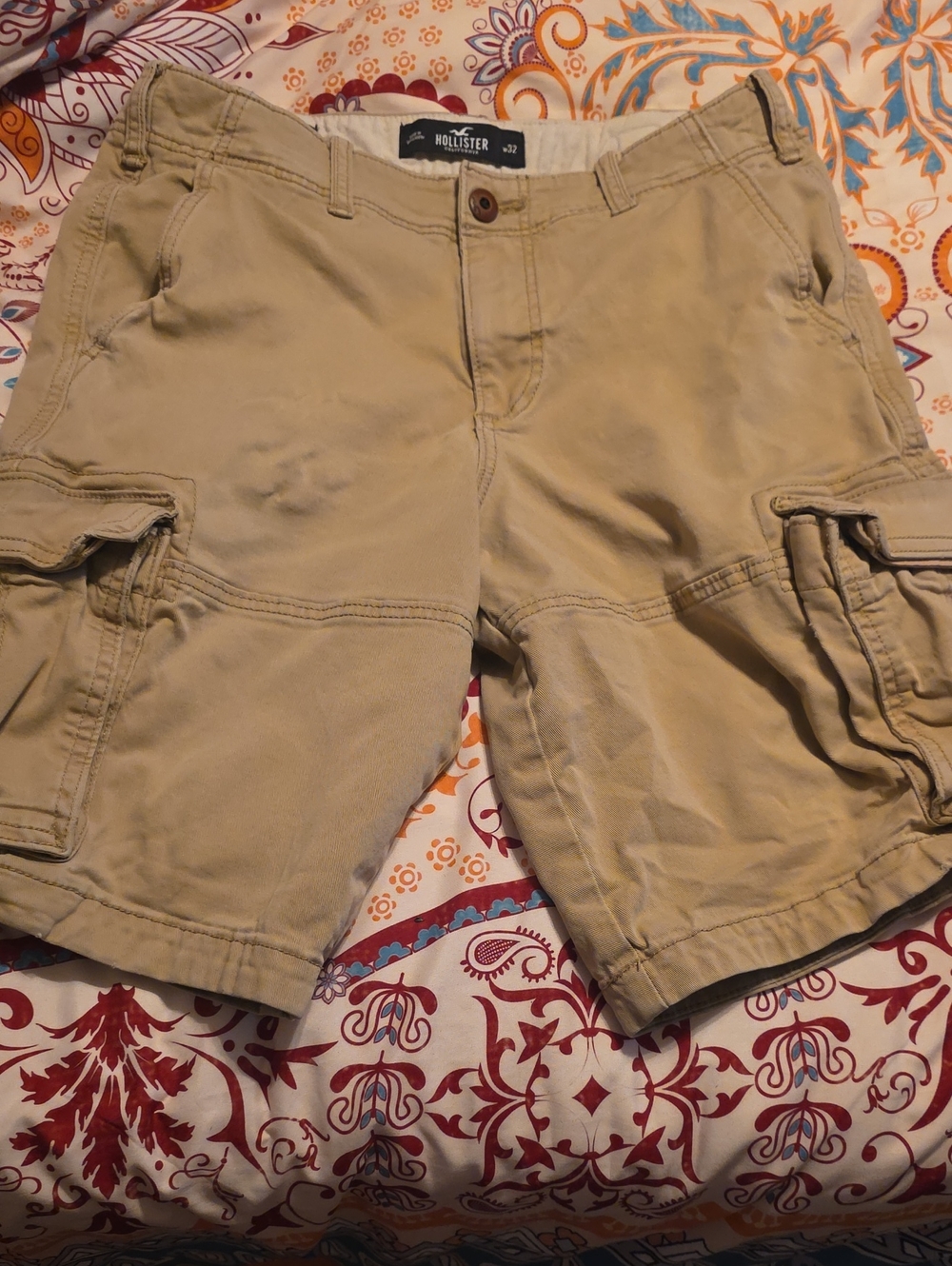 Hollister Epic Flex Men's Khaki Cali Longboard Cargo Shorts 12" W32